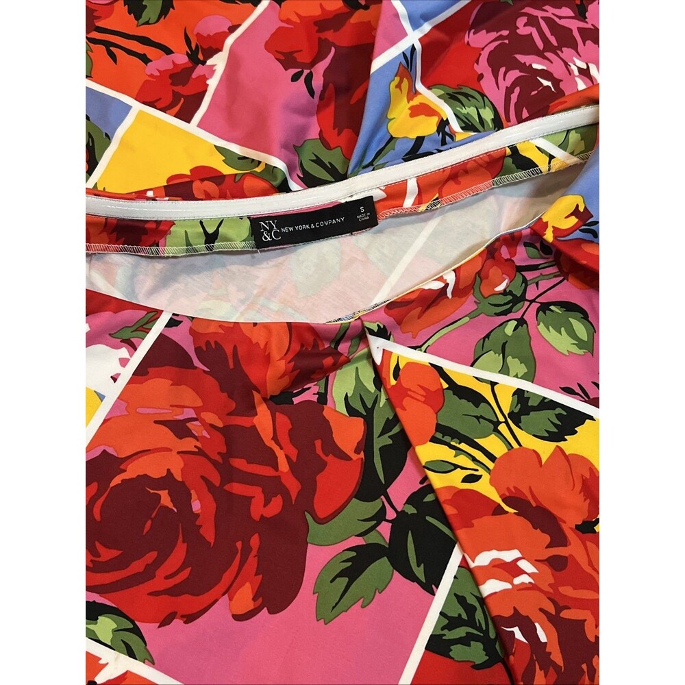 New York & Co Small Floral‎ One Shoulder Farm Rio vibes Beautiful Bright Colors - Picture 10 of 11